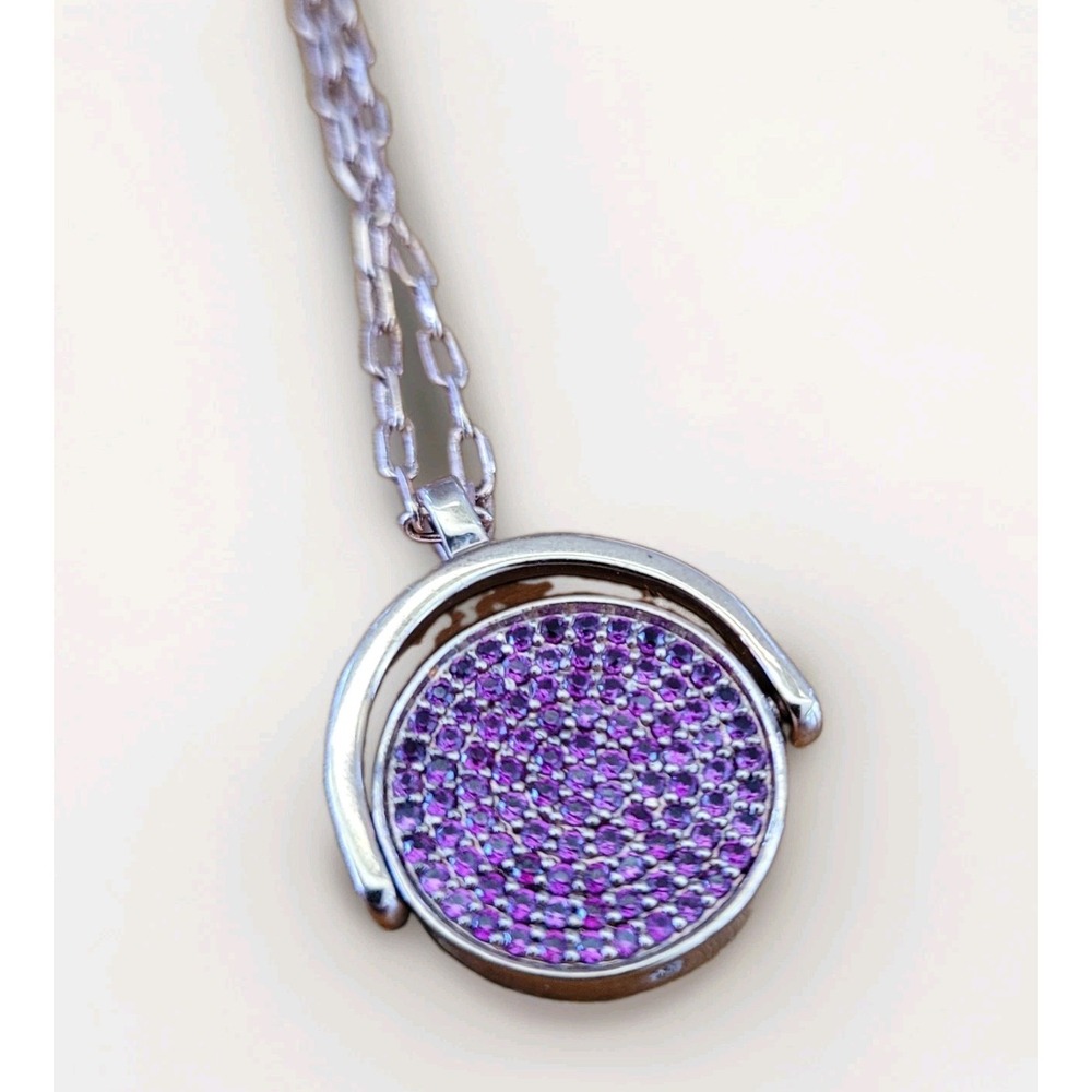 HENRI BENDEL Dream Spinning Locket Necklace Rose Gold Pave Crystal